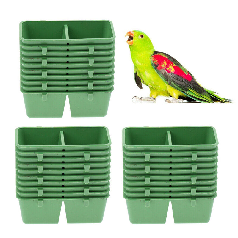 Set of 30 2in1 Bird Parrot Food Water Plastic Bowl Cups Pigeons Feeding Feeder