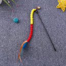 Cat Teasing Stick Colorful Pompom Feather Wand Fun Pet Teaser Rod Toys (02) A