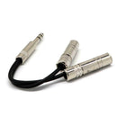8" Long 1/4" Jack Male To 2X 6.5mm 1/4" TRS Female Audio Y