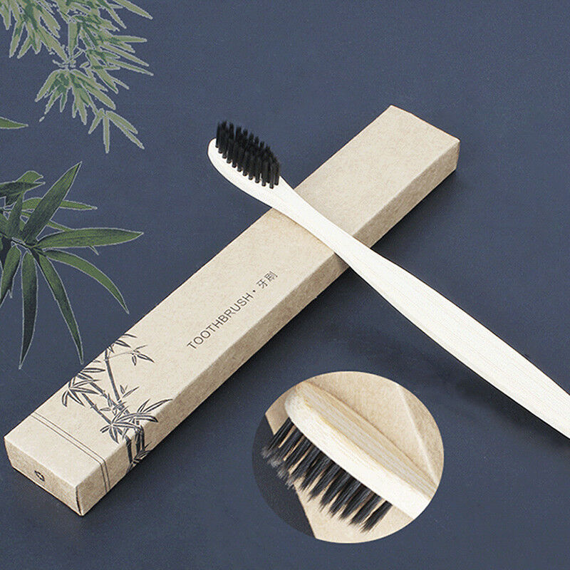 Medium-Bristle Bamboo Toothbrush RainbowWood Teeth Brush Fibre WoodenHands TO