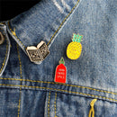 3PCS Enamel Book Pineapple Brooch Pin Shirt Collar Pin Badge Corsage Jewelry JR