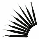 9 Pcs Precision Tweezers Kit Stainless Steel Anti-Static Set For Electronic