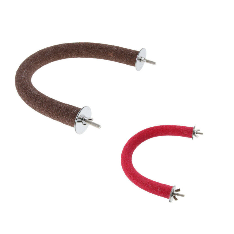 Set Of 2 Parrot Bird Natural Wood Stand Perch U