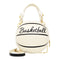 Round Shoulder Bag Women Totes Chain Messenger Handbag (Basketball White)