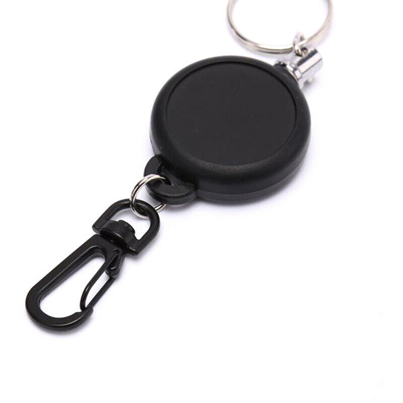 1PC Retractable Pull Key Chain Reel ID Badge Black Card Holder 60CM KeyringB Gn