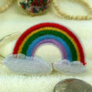 Rainbow Clouds Embroidered Iron On Patch Sew Motif Cloth AU Applique Access J0M7