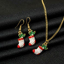 Fashion Women Sock Dangle Hook Drop Earrings Necklace Christmas Jewelry Set A