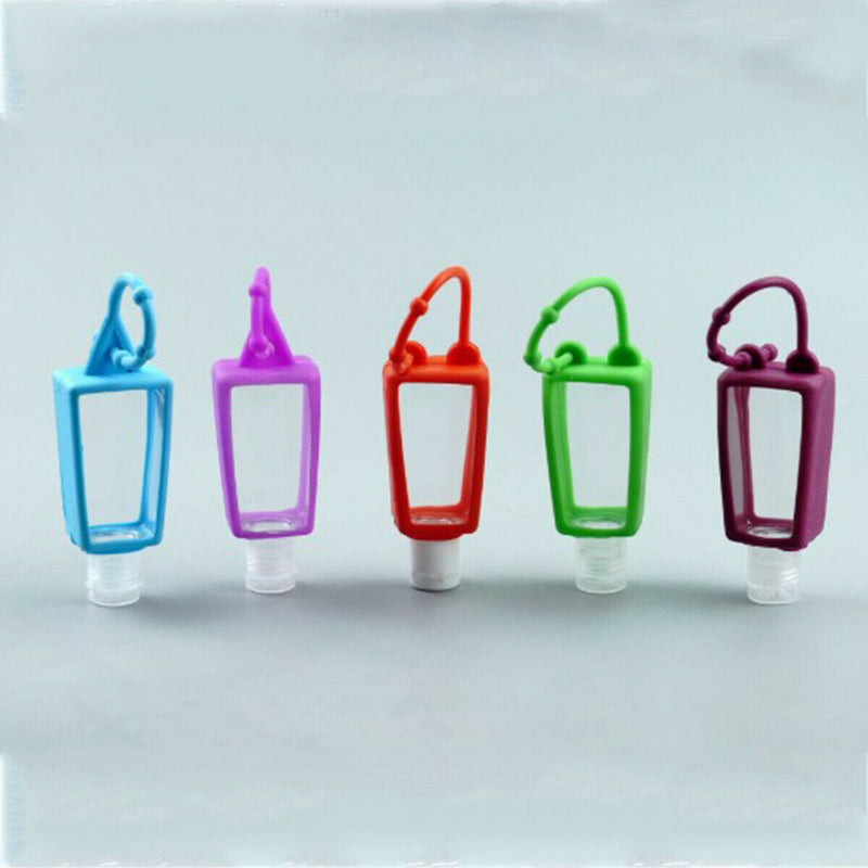 30ML Portable Empty Refillable Bottle Keyring Travel Sanitizer Holders Silicone