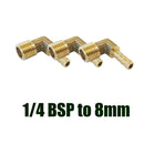 3x 1/4 BSP To 8mm Brass 90 Degree Male Elbow Barbed Hose Tail Pipe Fittings