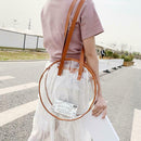 Summer Beach Round Transparent Women Handbag Tote Shopping Bags (Brown)