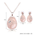 Oval Opal Necklace Earrings Two Piece Set Jewelry Set Women Necklace Weddin