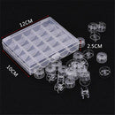 25Pcs/Set Clear Plastic Empty Bobbins Sewing Machine Spools +Durable Storage Box