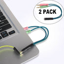 2pcs 3.5mm 1 Female to 2 Male Headphone & Mic Audio Y Splitter Cable Adapter