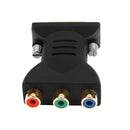 Standard DVI-I 24+5 Male to Black 3 RCA Female Connector Converter Plug