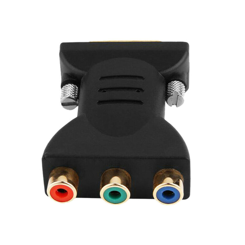 Standard DVI-I 24+5 Male to Black 3 RCA Female Connector Converter Plug