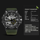 Men Sports Waterproof Digital Analog Electronic Quartz Watch (Black Green)