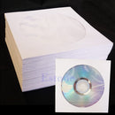 100 PCS CD DVD Disc Paper Sleeves Envelopes Storage Clear Window Case Flap