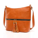 Casual Tassel Crossbody Bag Women PU Leather Satchel Shoulder Bags (Orange) SN9F