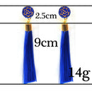 Women Long Earrings Hanging Bohemian Large Tassel Earring Ethnic Purple