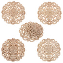 2x Wood Flower Appligue S-Size with  10x Natural Stump Wooden Candle Holder
