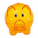 Plastic Piggy Bank Coin Money Cash Saver Savings Safe Box Clear Orange Z8M9