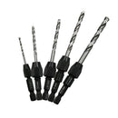 5pcs HSS M2 Twist Drill Bit Set Quick Change Hex Shank 2-6mm Wood Metal Plastic
