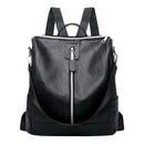 Simple Women Zipper Backpack Shoulder Bag PU Leather Casual Small Schoolbag