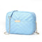 Women Simple Leather Crossbody Bag Chain Shoulder Messenger Handbag (Blue)