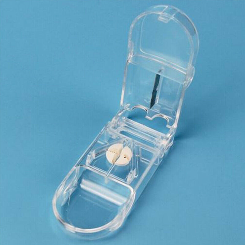 Portable Pill Tablet Cutter Splitter Divide Storage Case Medicine Cut Box