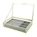 Clear Lid Velvet Jewelry Tray Transparent Jewelry Display Showcase Lockable Felt