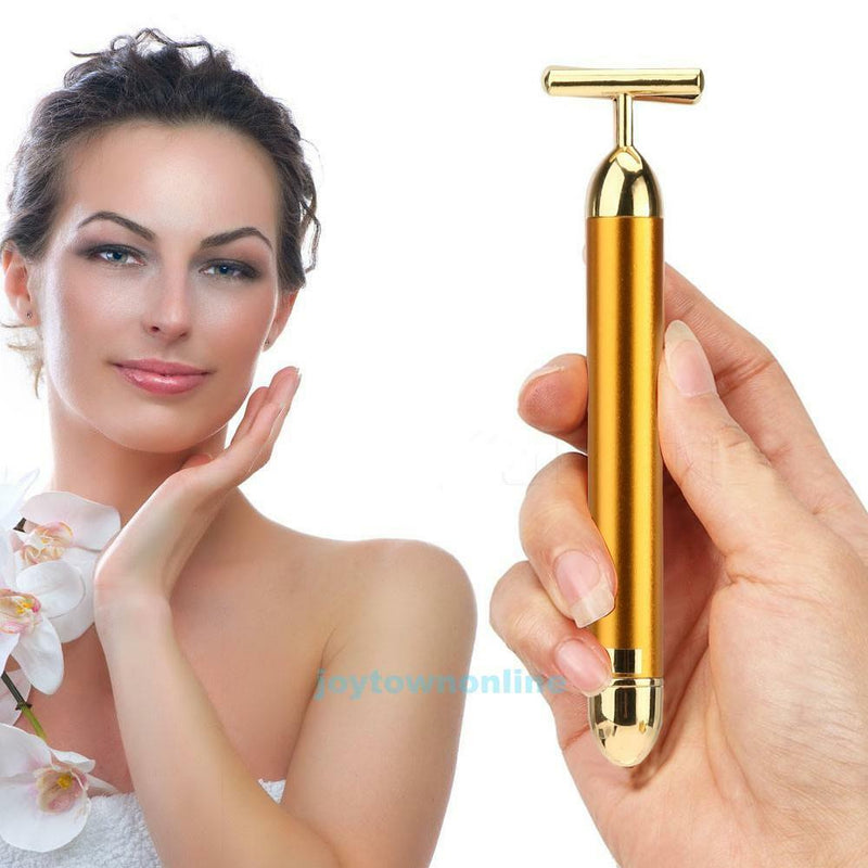 Electric Vibration Face Massager Skin Care Bar Portable T Shape Beauty Device