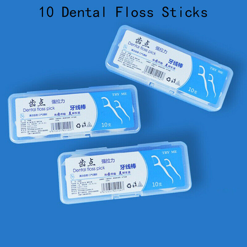 10Pcs/box Dental Floss Flosser Picks Teeth Toothpick Stick Tooth Clean Oral C Nw