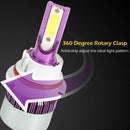 1 Pair COB LED Car Headlight Bulbs 72W Headlamp Fog Light Purple (9004) A
