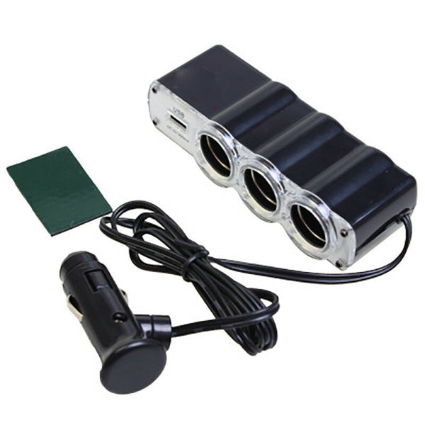 3Way Cigarette Lighter Socket Splitter Power Adapter Dual USB Car Charger DJQ