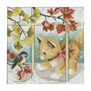 11 Count Stamped Cross Stitch Kits Embroidery Material Package - Kitten Bird