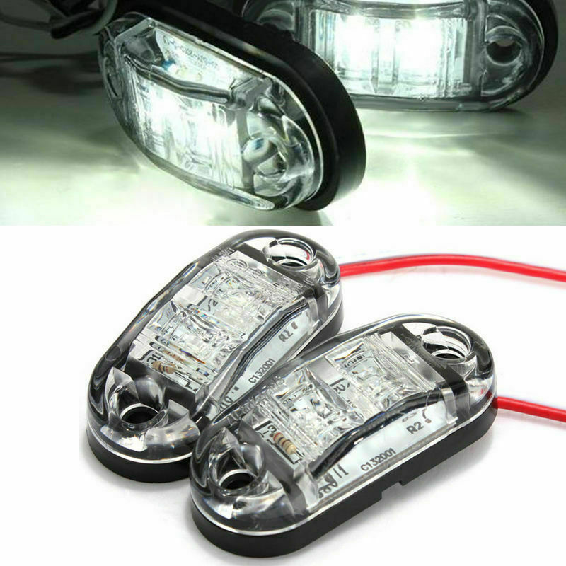 Super White 12V LED Side Marker Clearance Light Lamp Car Truck Trailer Caravan