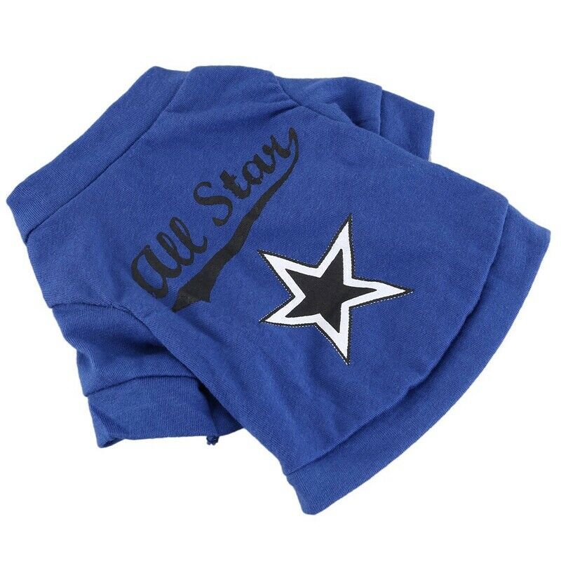 Cute little pet T shirt puppy cat apparel dog clothes best star print blue  K2H7