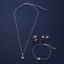 4X Footprints Paw Jewelry Set Crystal Necklace Bracelet Ring Earings Hot Gift 3C