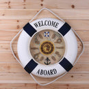 35cm Nautical Decor, Seaside Life Ring Buoy, Wall Clock, Home Hanging Blue