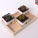 Wood 6-Grid Flower Planter Succulent Pot Storage Box Plant Box Desktop Decor