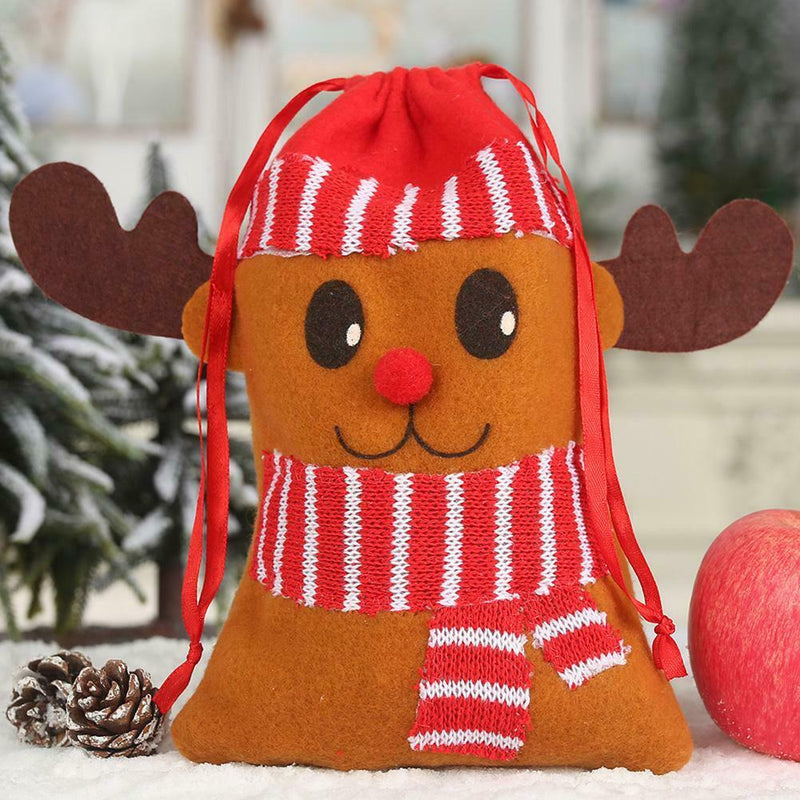 Non-Woven Christmas Kids Candy Bag Drawstring Gift Packing Pouch (Elk)