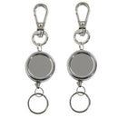2pcs Retractable Key Chain Badge Reel Recoil Carabiner Holder Backpack Part