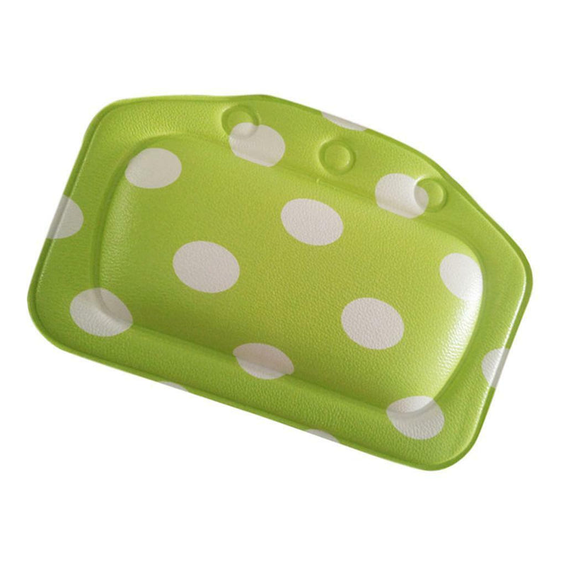 Bath Pillow Cushion Neckrest Back Support Comfort Bathtub Green Dots 2pcs