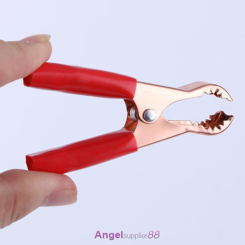 2 Red+ 2 Black 50A Copper Coated Car Battery Test Clips Alligator Clamps A