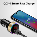QC3.0+PD USB Dual Ports Car Lighter Charger Digital LED Voltmeter