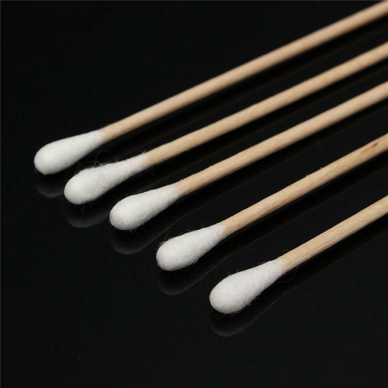 200pc 6" Long Wood Handle Cotton Swab Buds Applicators Lab Cleaning Tool Kit