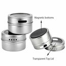 12pcs/set Clear Lid Magnetic Spice Tin Jar Stainless Steel Spice Sauce Stor C5Y3