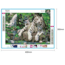 5D DIY Full Drill Diamond Painting Tigers Family Cross Stitch Embroidery