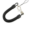 Elastic Plastic Chain Strap Coil Cord Rope Keyring Lanyard Hiking Black