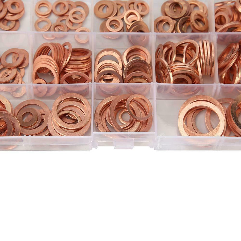 280pcs Solid Copper Washer Flat Ring Gasket Sump Plug Oil Seal Fittings